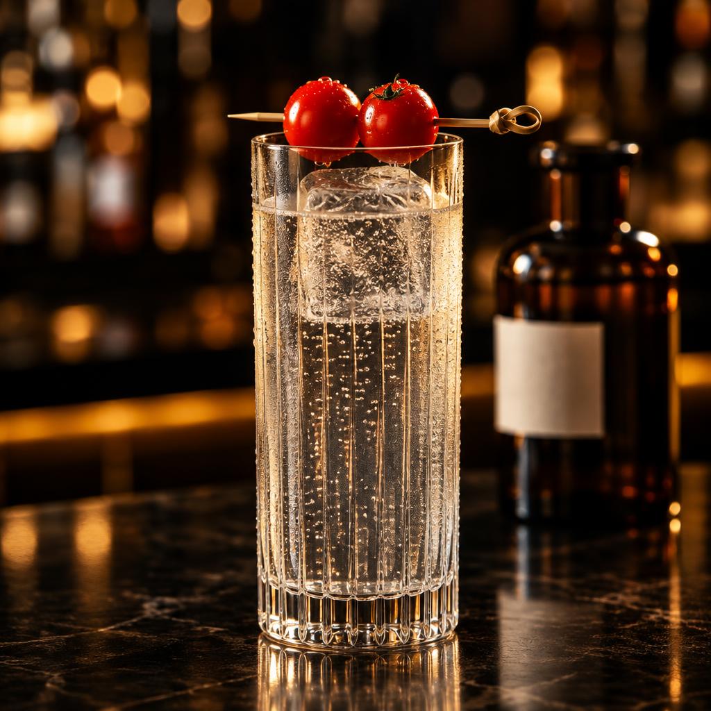 Clarified Bloody Mary in a chilled stemmed glass